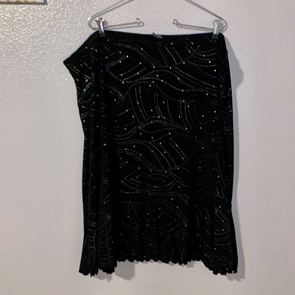 Option Too! Black sequined dressy midi formal skirt